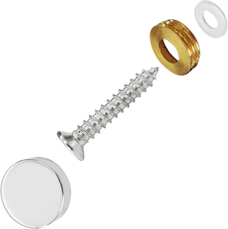 AUXBC 12PCS 3/5" Mirror Screws Decorative Cover Caps, Sign Advertising Screws, Mirror Screw Fasteners Nails, Chrome - Image 3